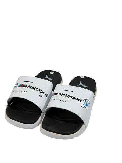 PUMA BMW M Motorsport Slide Sandals – White & Black Edition ⚪⚫🏁