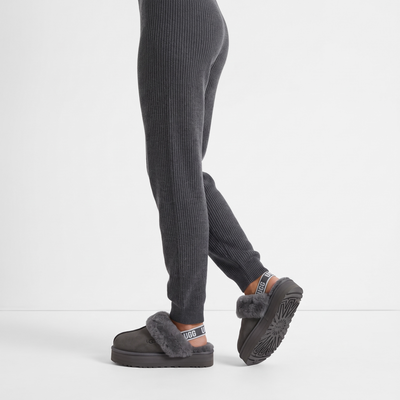 UGG Platform Cozy Slippers – Charcoal Grey Fur Edition 🩶❄️
