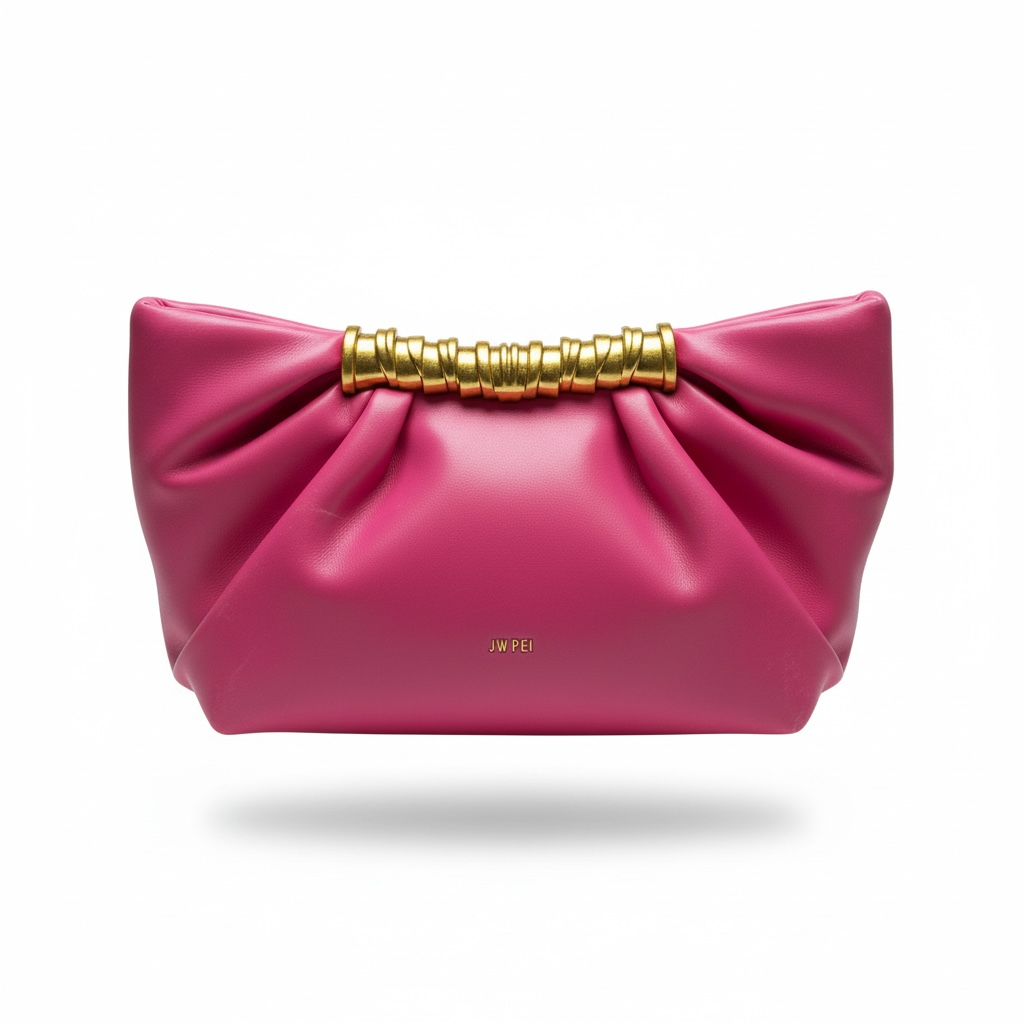 JW PEI Ruched Clutch Bag – Hot Pink 💗✨ | Bold Glam Statement