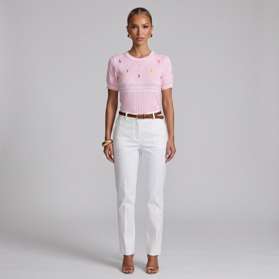 🩷 Polo Ralph Lauren Multicolor Pony Knit Top | Pink | One Size