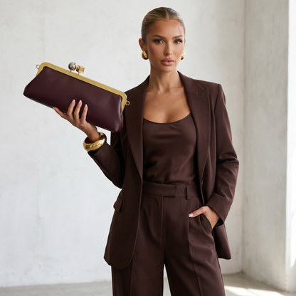 Jacquemus Bordeaux Leather Clutch Bag 🤎🍷✨