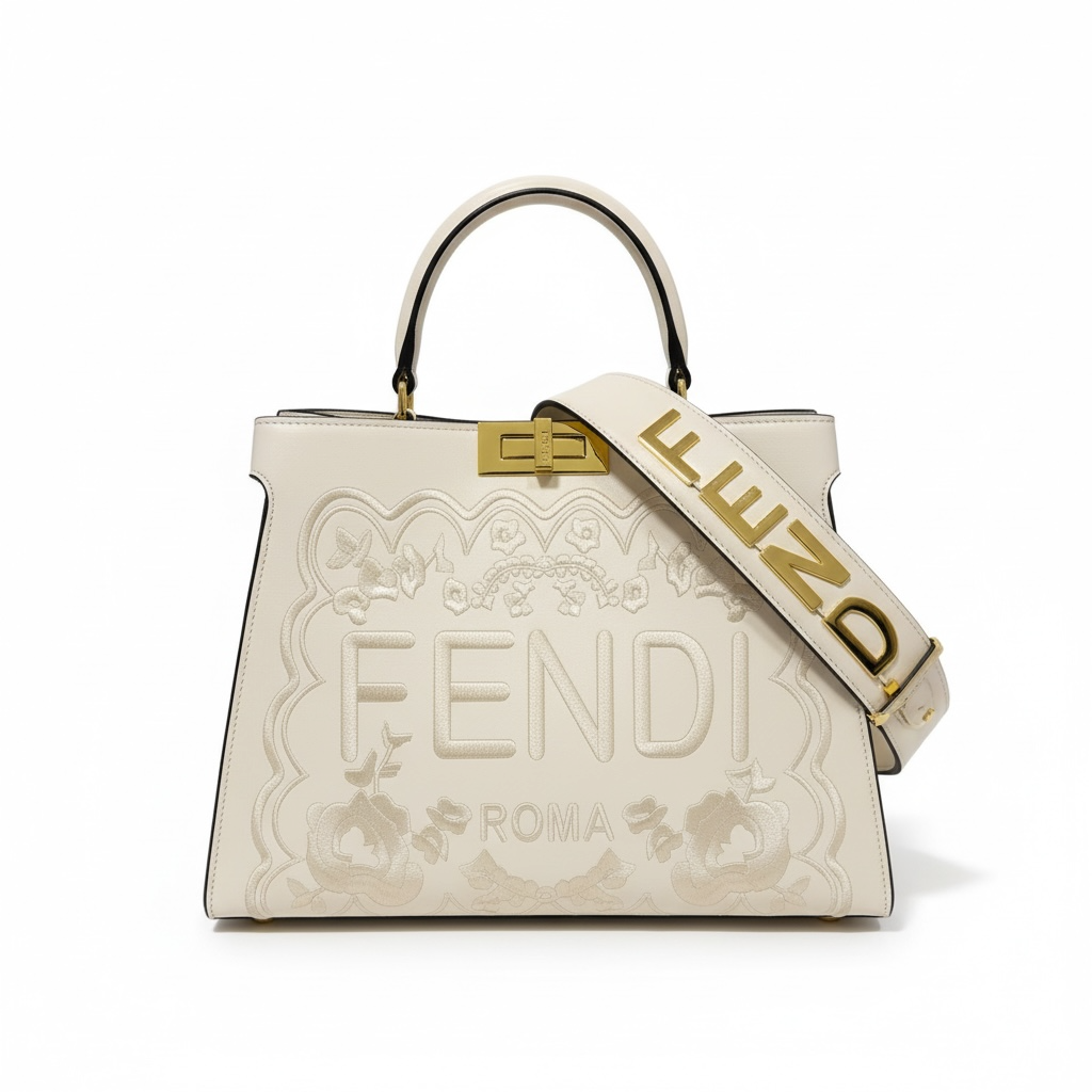 Fendi Roma Embossed Luxury Handbag 🤍✨