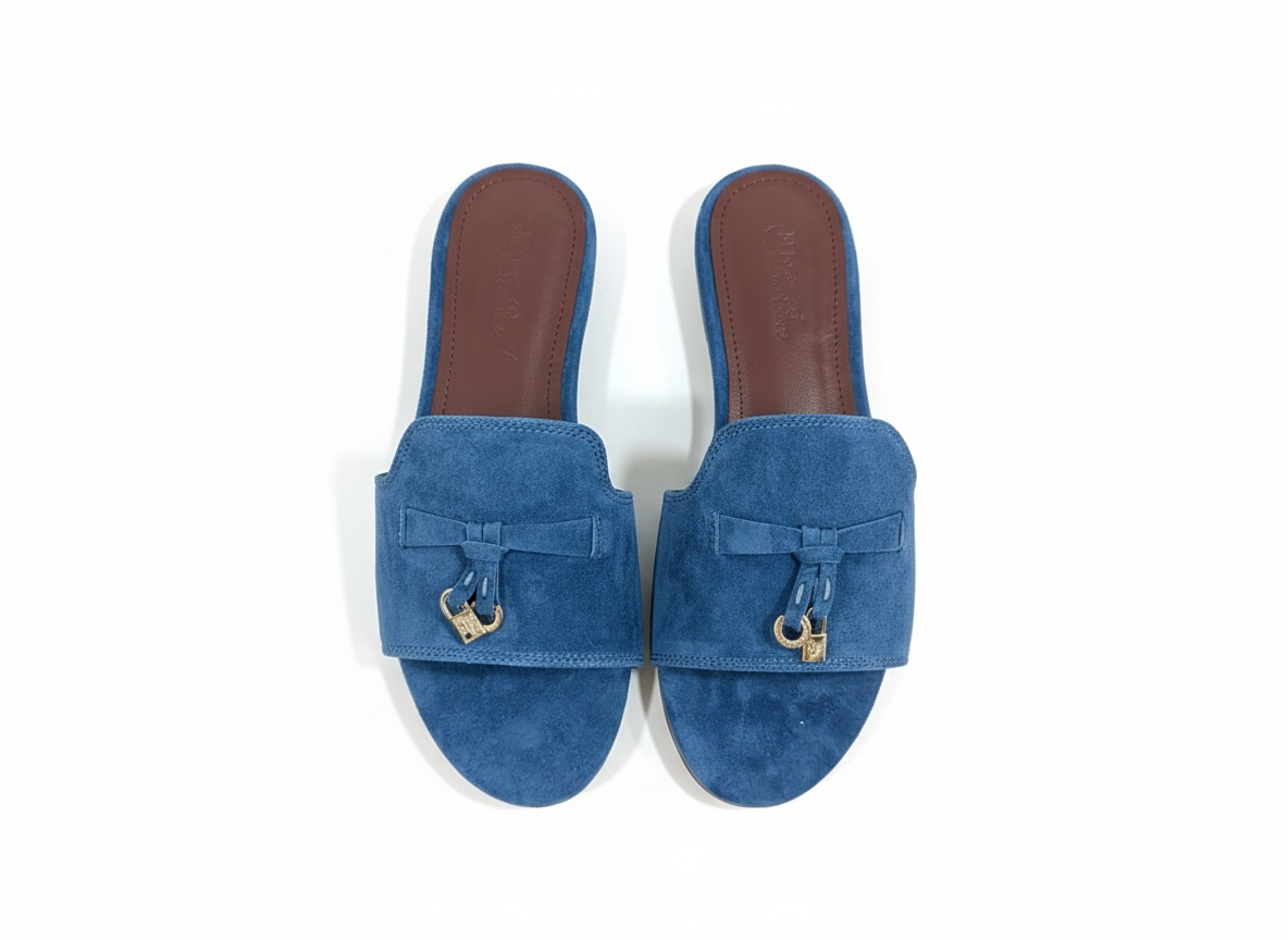 LORO PIANA Style Blue Suede Slides 💙✨ | Casual Luxury Edition