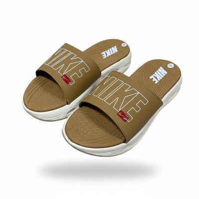 Nike Air Cushion Slides Tan & White 🤎🤍 | Premium Comfort Summer Edition 👟🔥