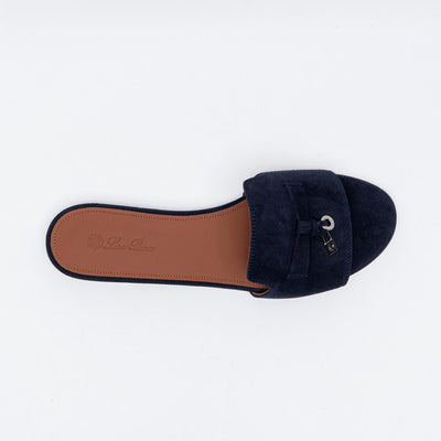 LORO PIANA Style Navy Suede Slides 💙✨ | Elegant Minimal Edition
