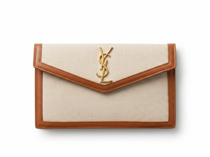 Saint Laurent Beige Canvas Envelope Clutch 🤍🤎✨👛🔥