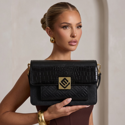 Emily Noir Croc Luxe Crossbody 🖤✨👑