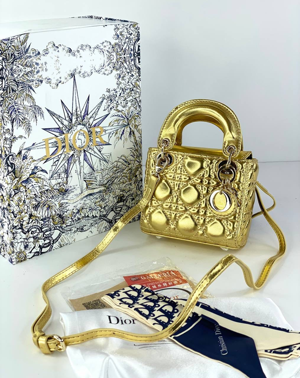 Lady Dior Mini Bag  Quilted Leather with Gold Accents