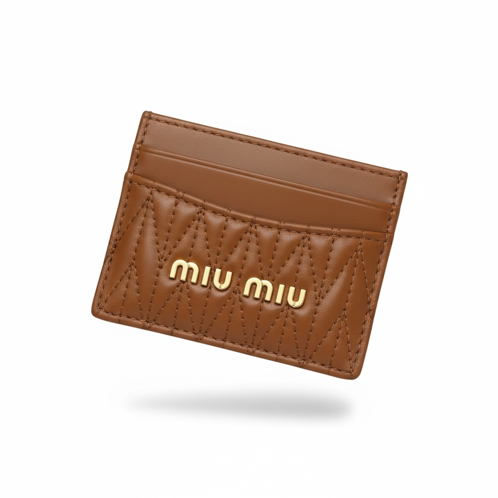 Miu Miu Card Holder – Brown Matelassé Leather 🤎✨