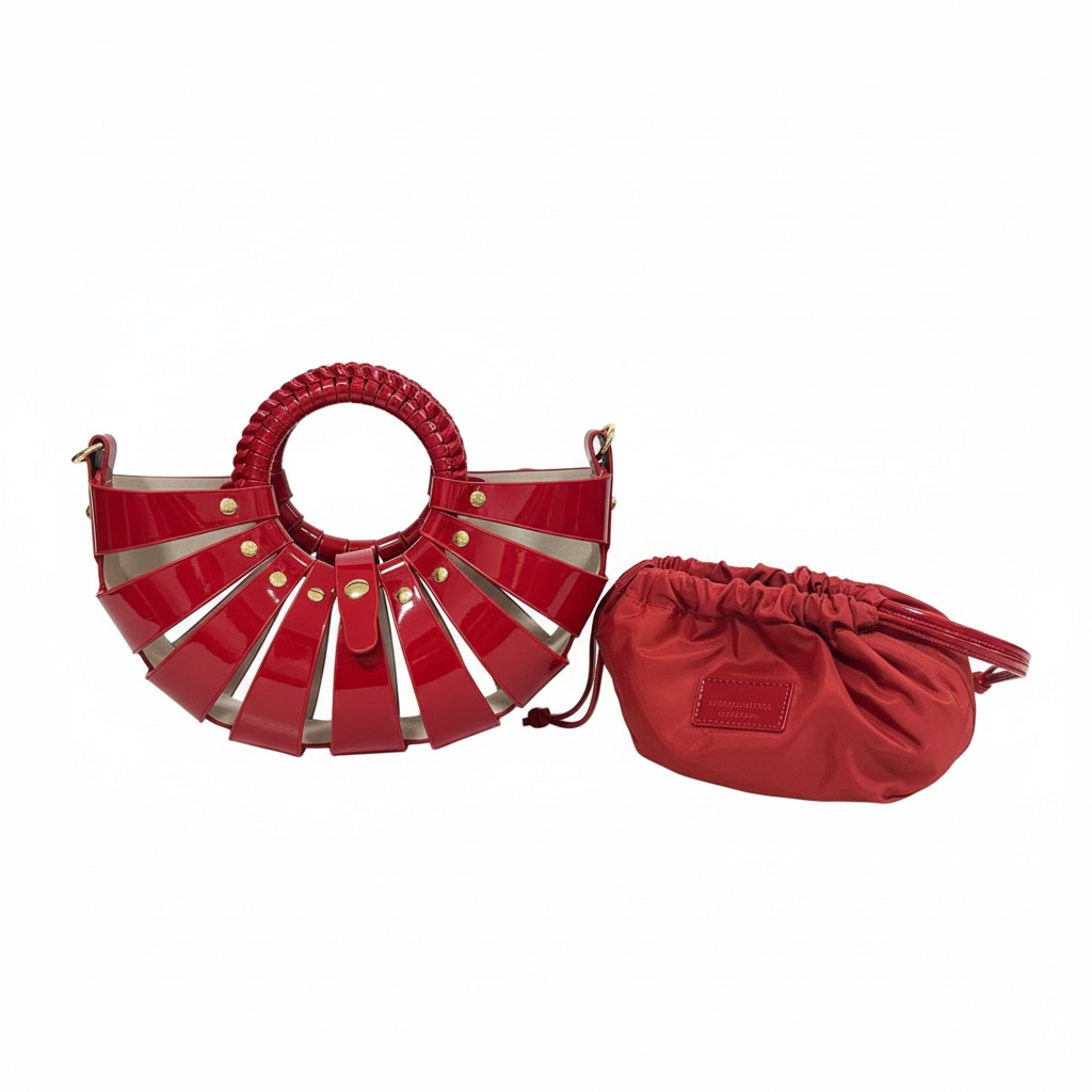 ❤️ Bottega Veneta Red Shell Top Handle Bag – Statement Designer Handbag ✨