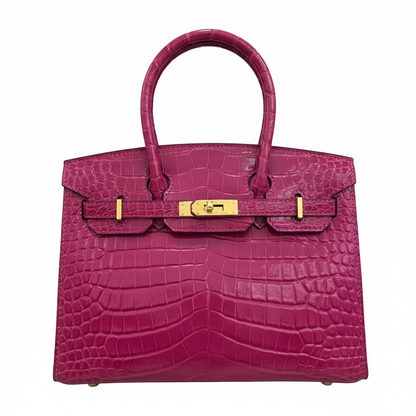 Hermès Birkin-Style Croc-Embossed Fuchsia Handbag 💖✨