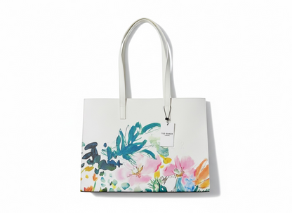 TED BAKER Floral Tote – White Garden Edition 🌿🌸