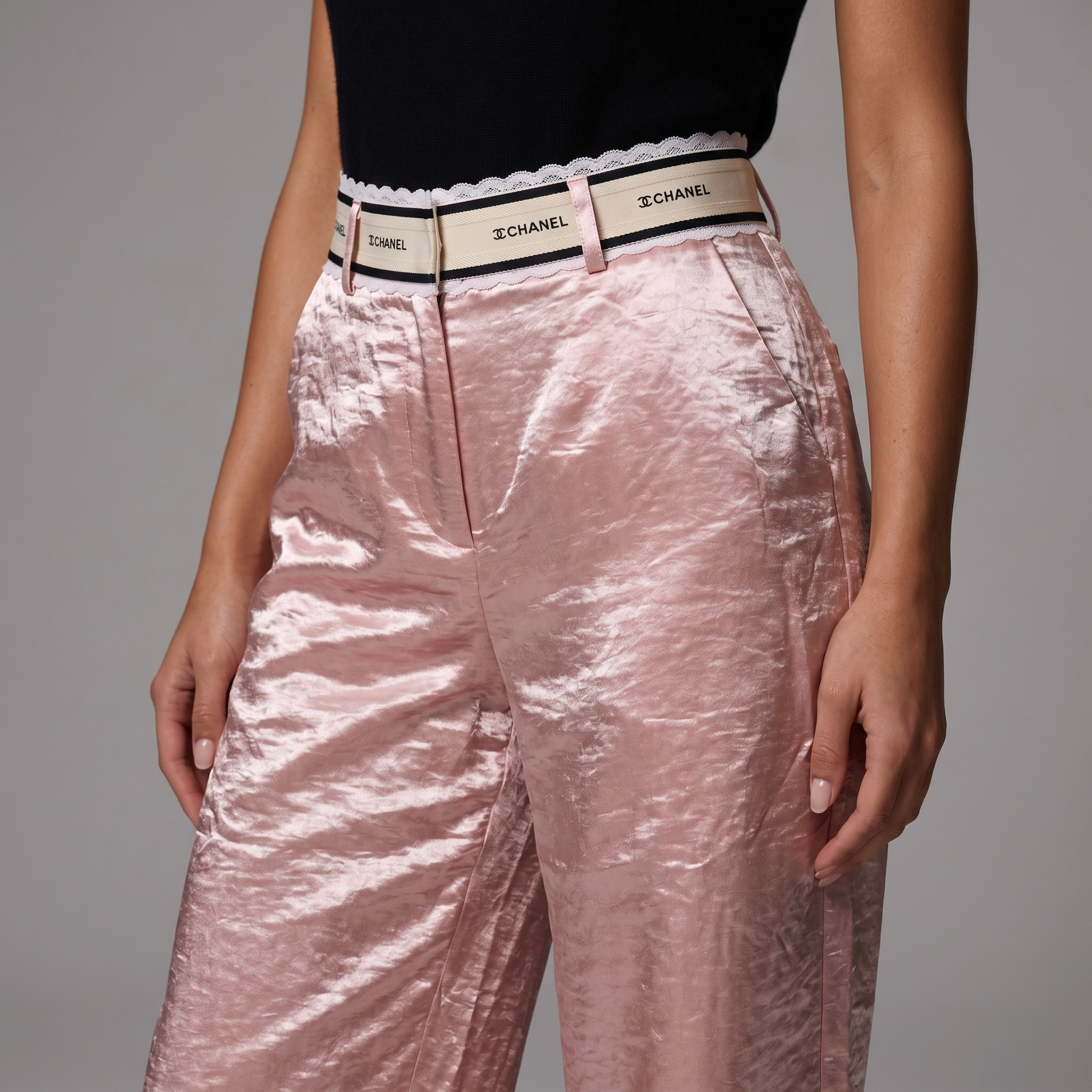 Chanel Satin Wide-Leg Trousers ✨🌸🤍