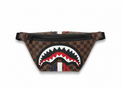 SPRAYGROUND-STYLE Shark Waist Bag – Damier Inspired 🦈🔥