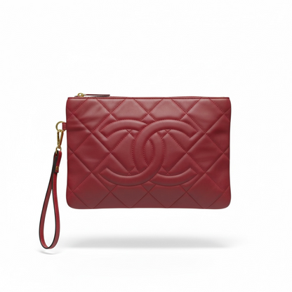 Chanel Oversized CC Quilted Wristlet – Bold Burgundy ❤️✨