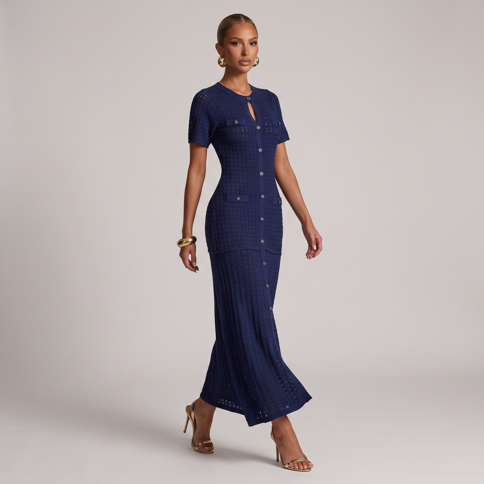 💙 Sandro Textured Knit Maxi Dress