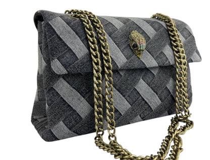 Kurt Geiger London Woven Denim Chain Bag – Charcoal Edition