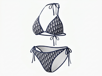 Christian Dior Oblique Triangle Bikini Set – Navy 💙🤍🌊