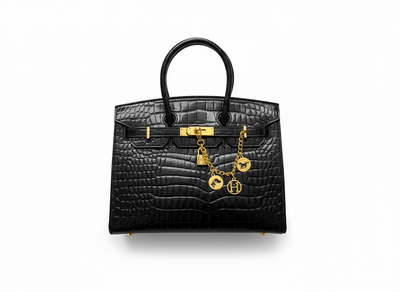 Hermès Birkin Croc-Embossed Handbag with Horse Charm 🖤✨