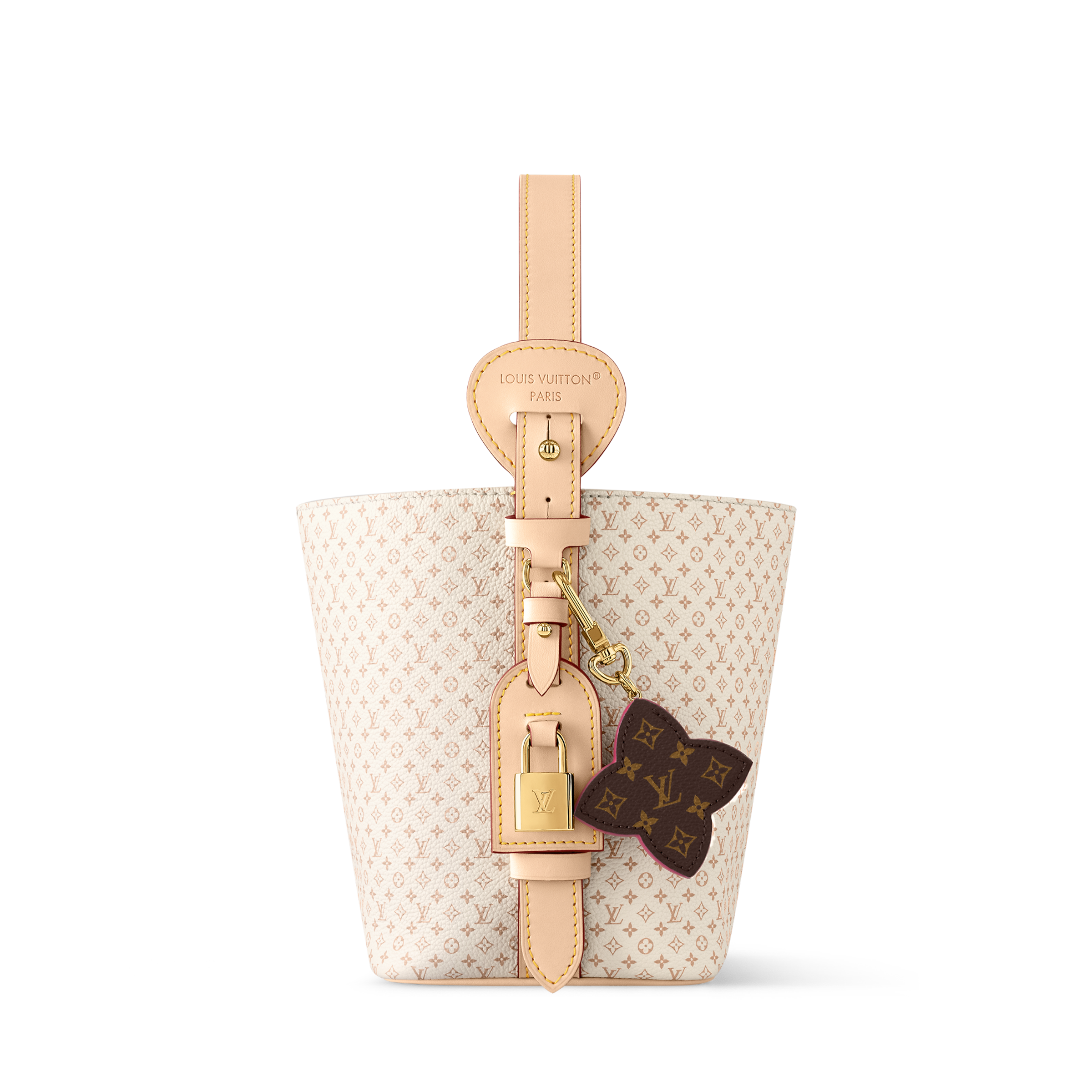 Louis Vuitton Mini Monogram Bucket Bag – Elegant Cream Canvas Tote