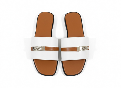 HERMÈS Inspired Oran Lock Sandals 🤍🤎 | Classic Contrast Edition
