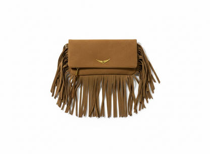 Zadig & Voltaire Fringe Clutch – Suede Brown 🤎✨ | Boho Luxe Statement