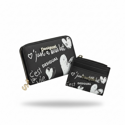 🖤 Desigual Love Script Wallet & Card Holder Set 🤍✨