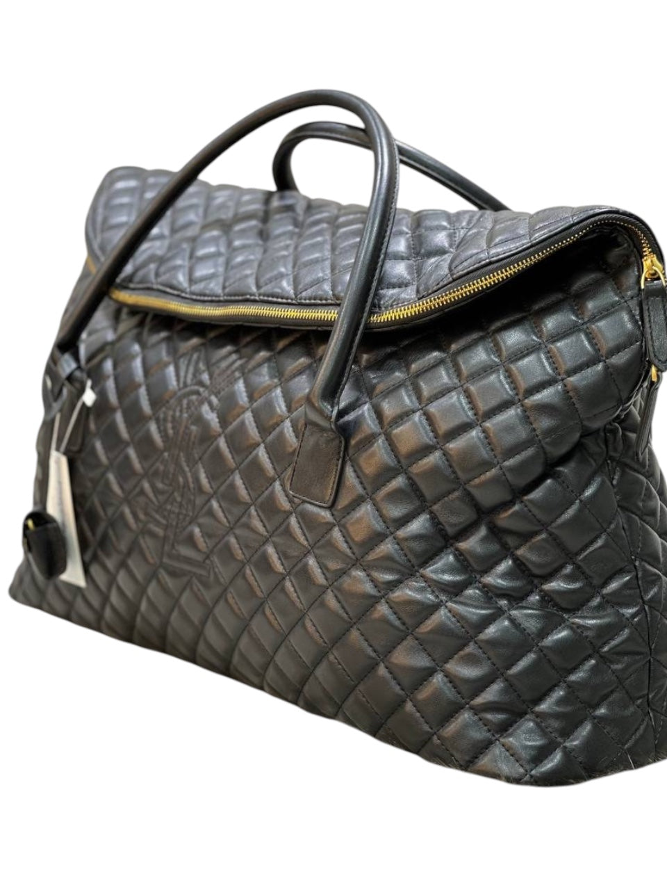 Saint Laurent Quilted Black Leather Weekender Bag