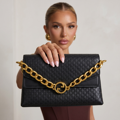 Gucci Black GG Emblem Chain Shoulder Bag 🖤✨