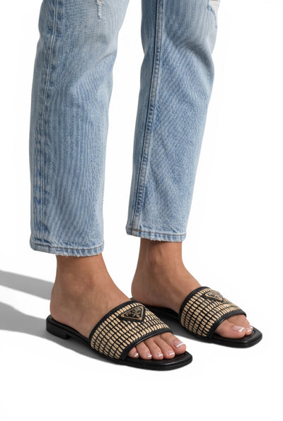 PRADA Raffia Slide Sandals 🖤✨ | Iconic Summer Luxury