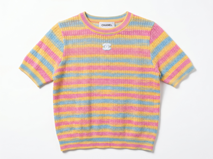 🌈 Chanel Pastel Stripe Knit Top