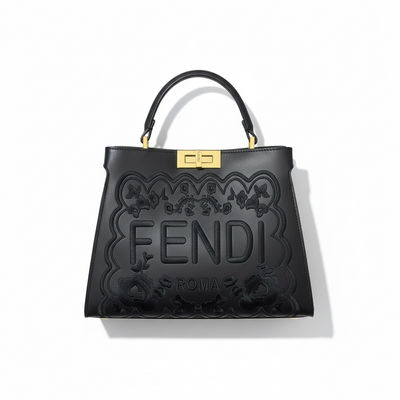 Fendi Roma Black Embossed Handbag 🖤✨ | Luxury Statement Bag