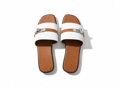 HERMÈS Inspired Oran Lock Sandals 🤍🤎 | Classic Contrast Edition