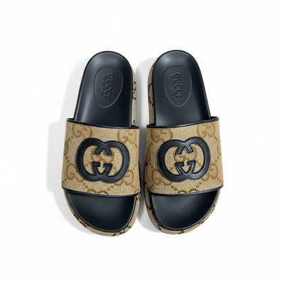Gucci GG Canvas Platform Slides 🖤✨