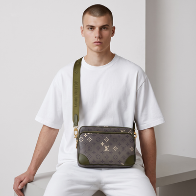 👜✨ Louis Vuitton Outdoor Messenger – Monogram Eclipse Khaki 💚🖤