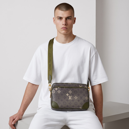 👜✨ Louis Vuitton Outdoor Messenger – Monogram Eclipse Khaki 💚🖤