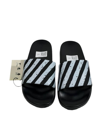OFF-WHITE Industrial Stripe Slides – Black/White Edition ⚫⚪🔥
