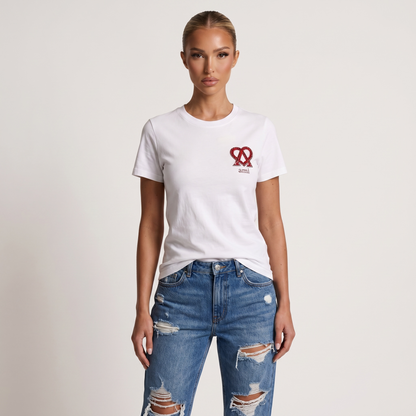 AMI Paris White Red Heart Logo T-Shirt 🤍❤️