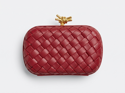 Bottega Veneta Intrecciato Knot Clutch Deep Red❤️✨
