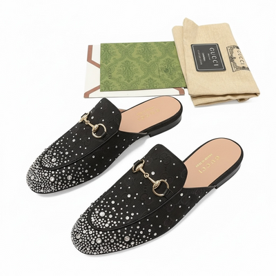 GUCCI Crystal Horsebit Mules 🖤✨ | Glam Statement Luxury