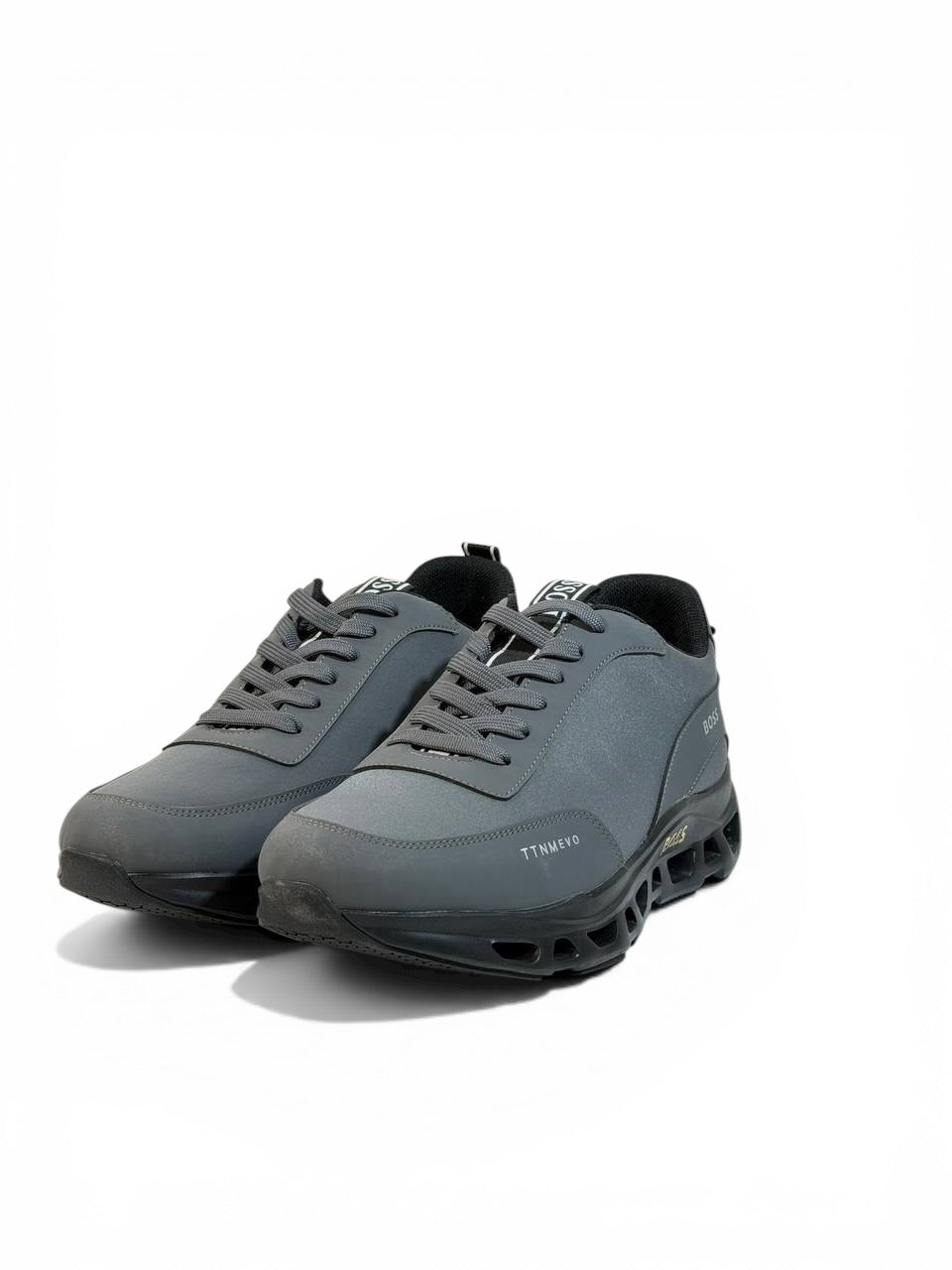 BOSS Grey Performance Sneakers 👟⚡ Modern Sport Comfort