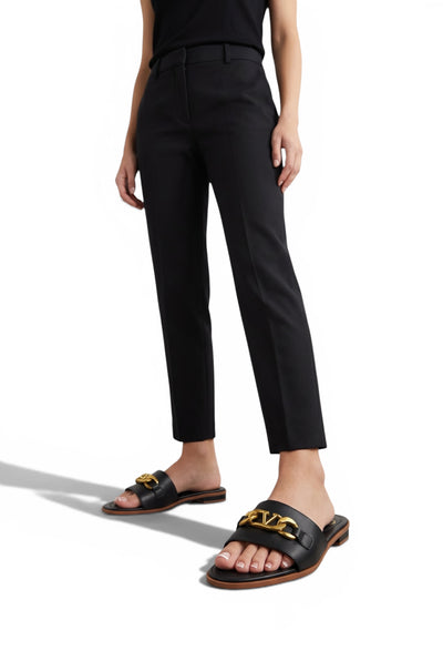 Valentino VLogo Black Slide Sandals 🖤✨ Gold Chain Edition