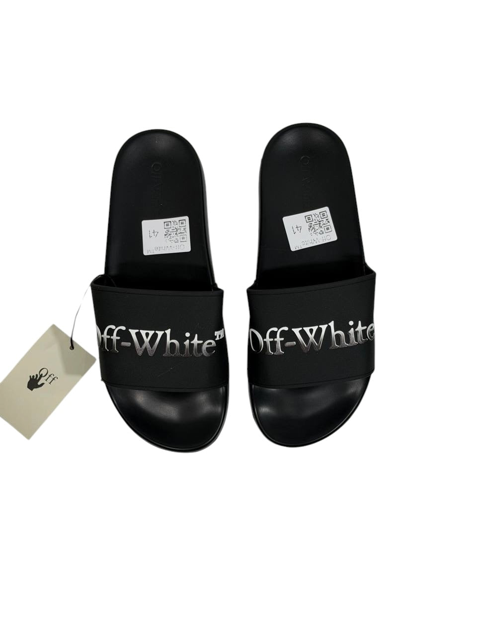 OFF-WHITE Slides – Black Logo Edition 🖤⚡