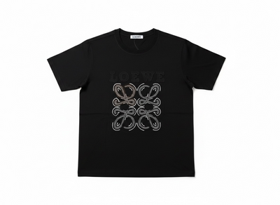 LOEWE Black Embellished Logo T-Shirt 🖤✨ Luxury Statement Edition