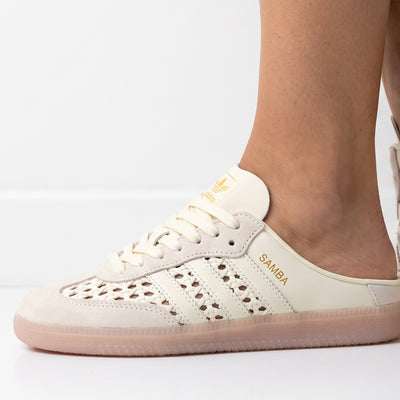 Adidas Samba Mule – Cream Woven Slip-On 👟