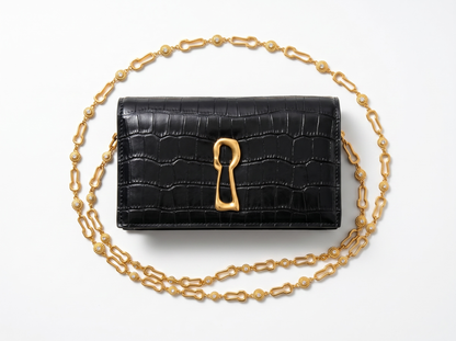 🖤 SCHIAPARELLI Keyhole Croc-Embossed Chain Bag ✨