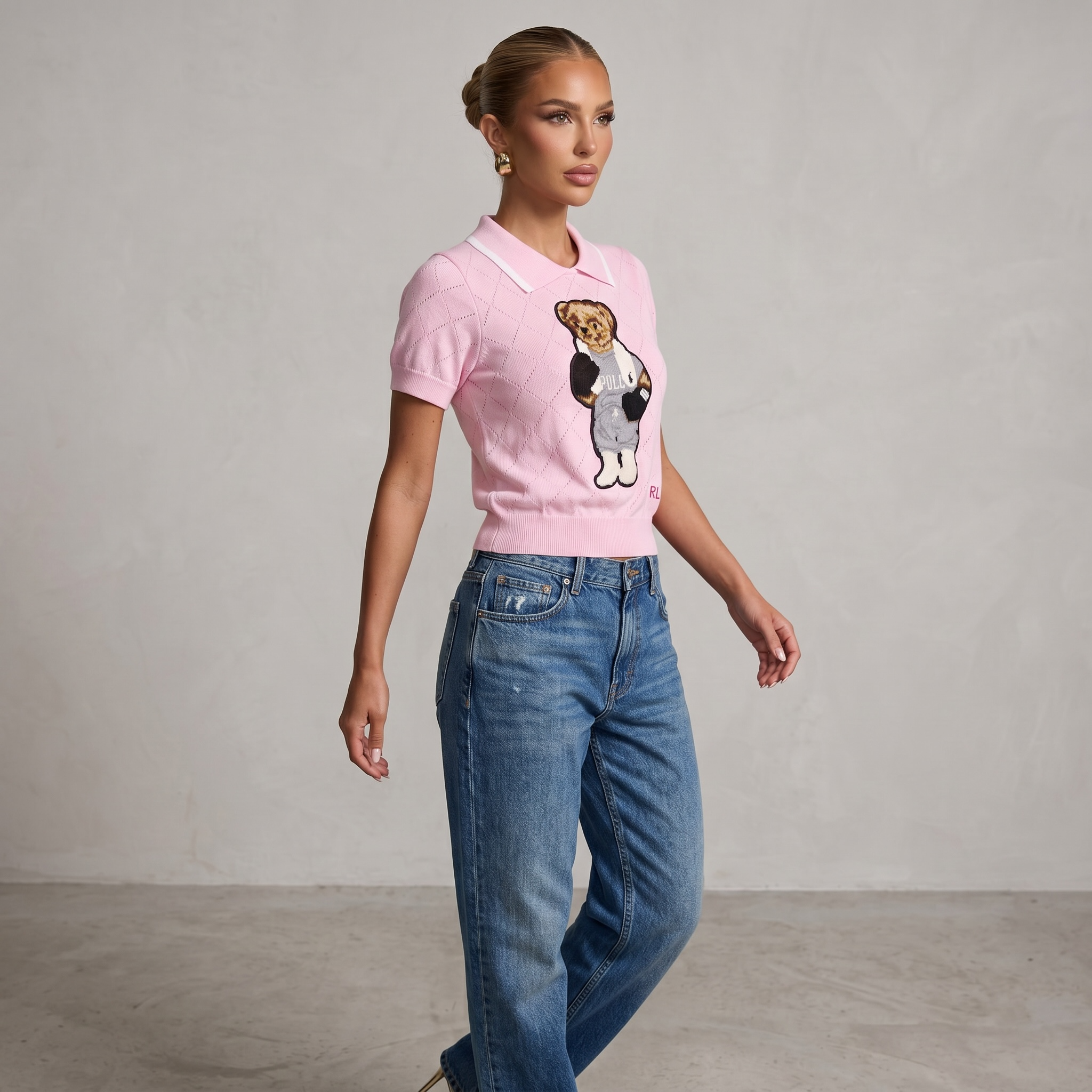 🧸 Polo Ralph Lauren Bear Knit Polo Sweater – Pink Edition one size