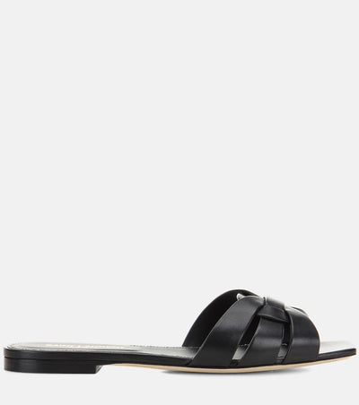 SAINT LAURENT Interlaced Leather Slides 🖤✨ | Minimal Luxury Essential