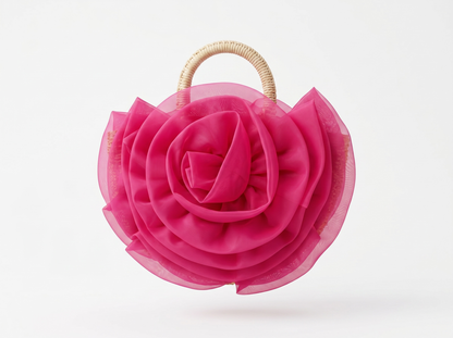Rosantica Bloom Organza Floral Top Handle Bag – Fuchsia Pink 🌺💖