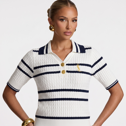 🤍 Saint Laurent Nautical Knit Polo Top